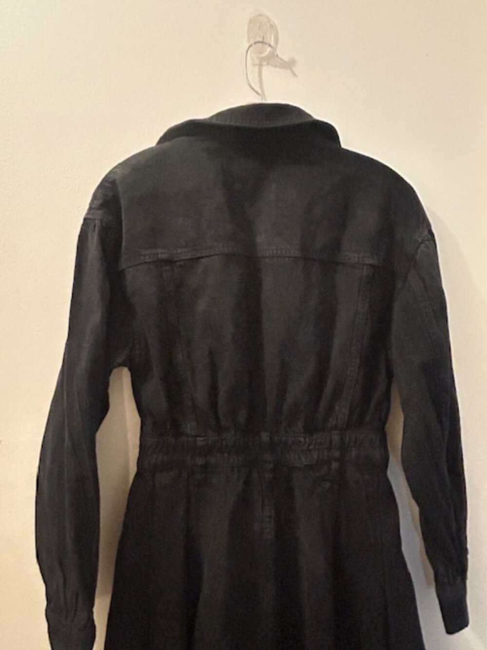 We the Free Free People Chain of Command Black Denim Fray Fitted Mini Dress NEW - Picture 14 of 16